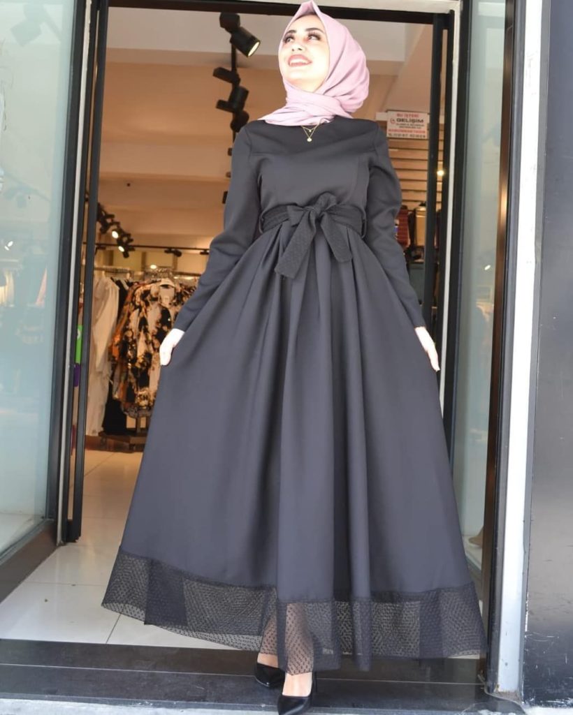 فستان محجبات تركي رمادي غامق